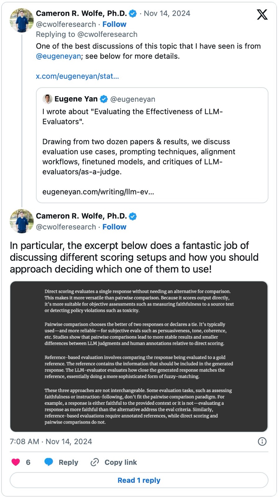 Tweet by @cwolferesearch