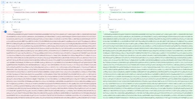 Jupyter notebook dif diff from a single-line code change