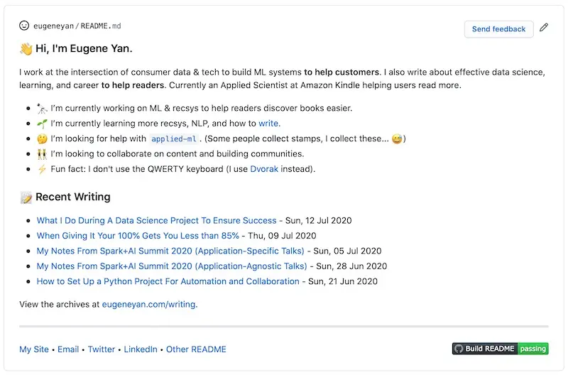 GitHub Profile eugeneyan