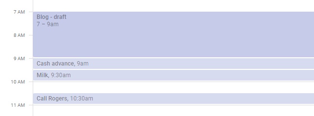 Example of how I use my calendar as a todo list.