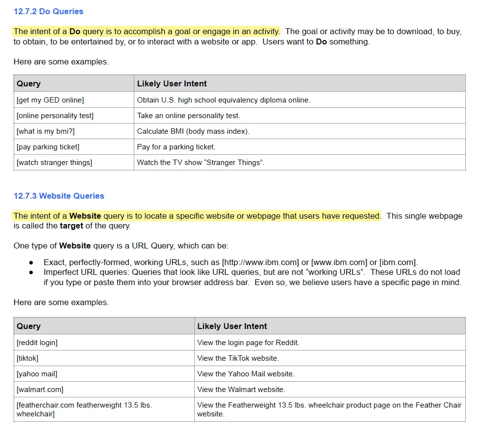 Explain the various types of queries a user could make
