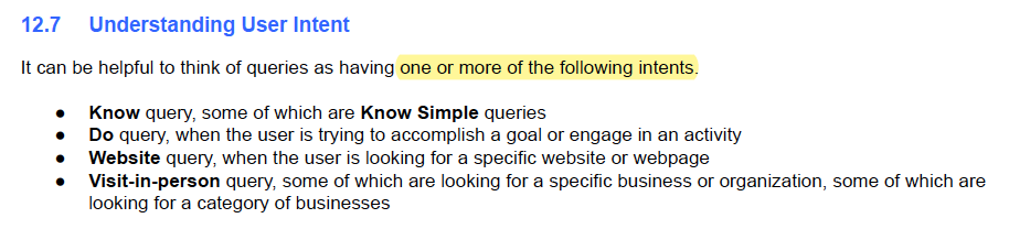 People using search have various intents such as to know, do, find a website, or visit in person