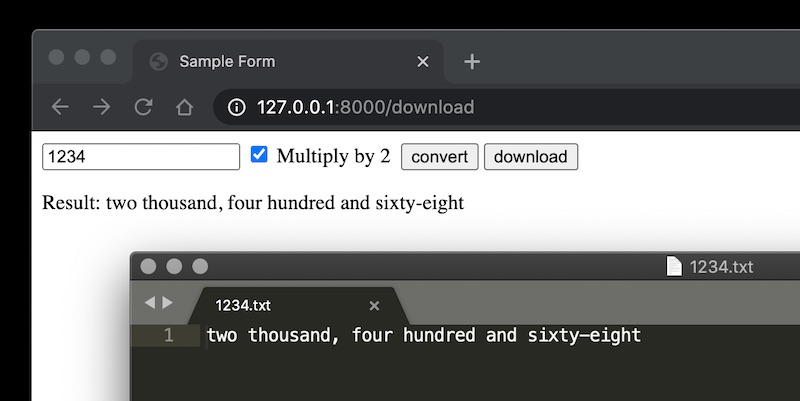 The additional download button and the downloaded file