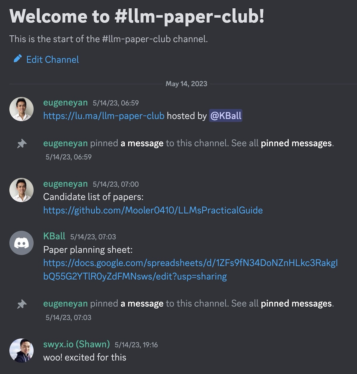 How the Latent Space Paper Club channel got started