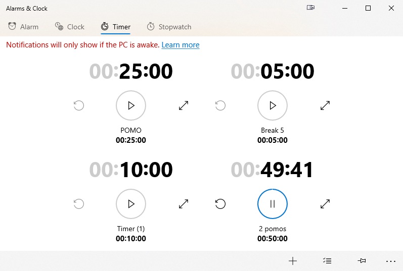 Windows inbuilt clock timer.