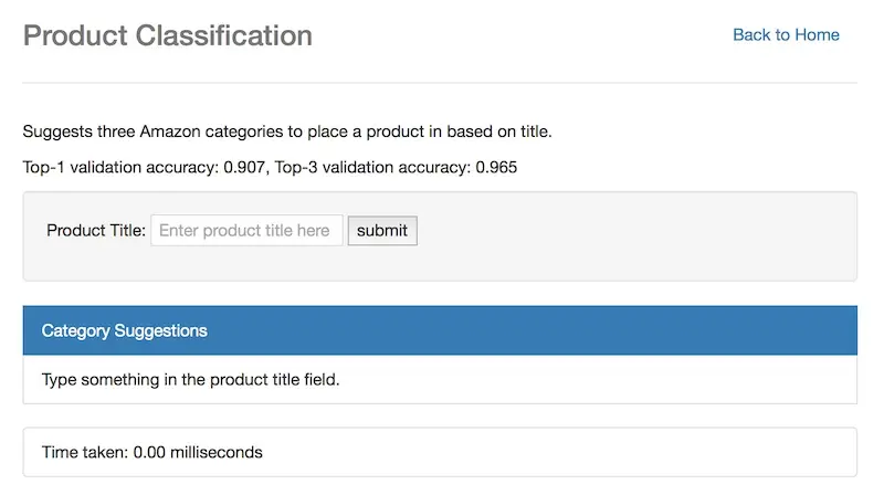Product classification input empty
