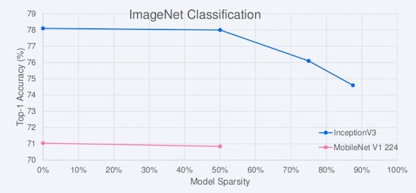 Pruning InceptionV3 and MobileNetV1