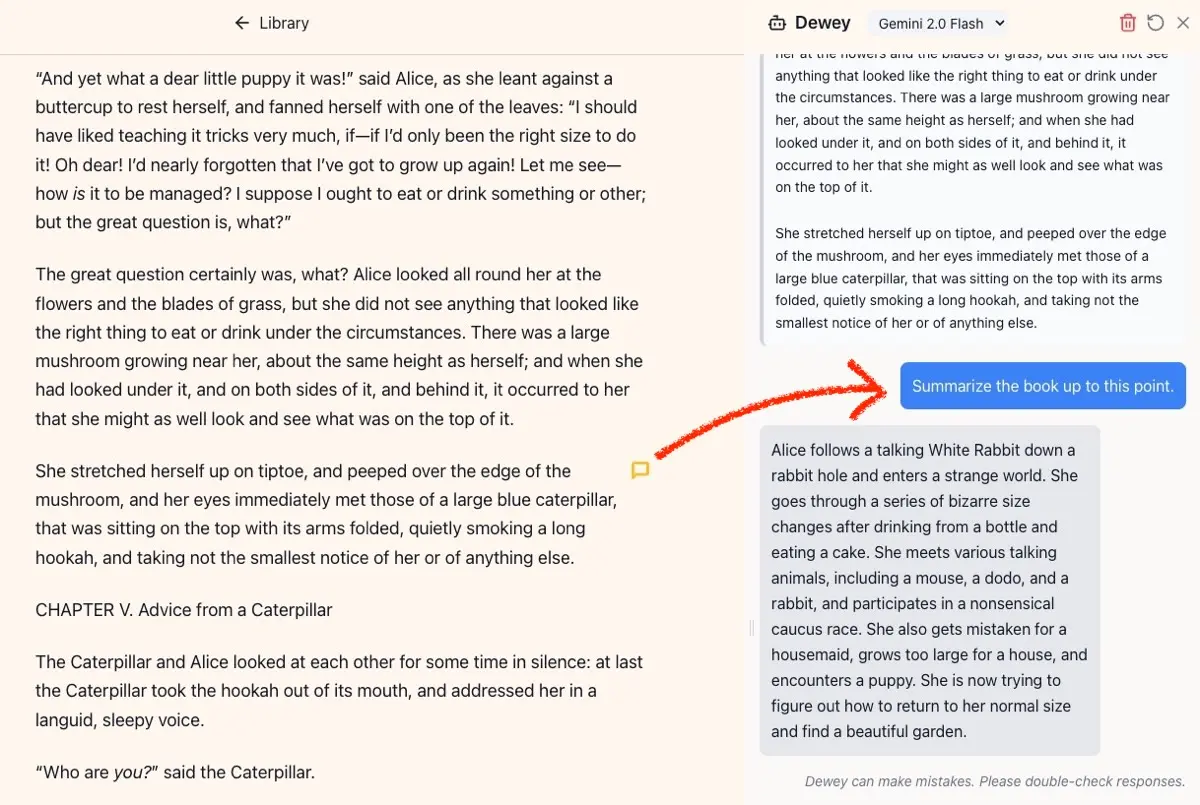 Dewey recaps the book