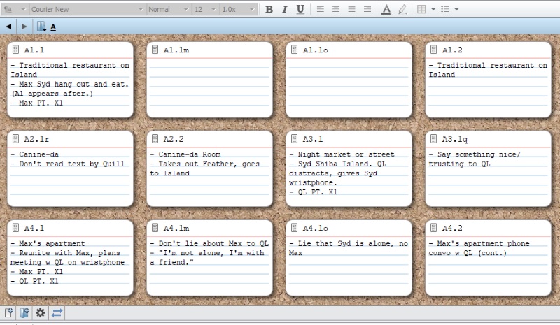 I use Scrivener for fiction writing, since a high level view is important.
