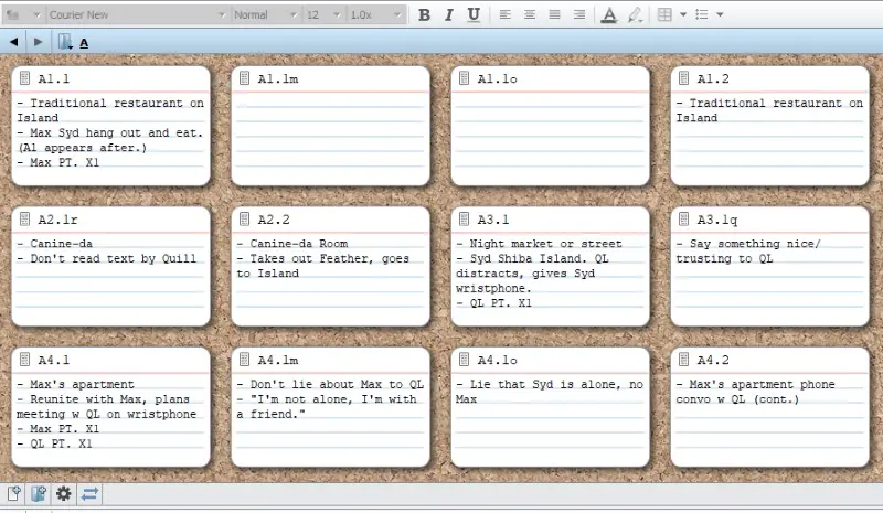 I use Scrivener for fiction writing, since a high level view is important.