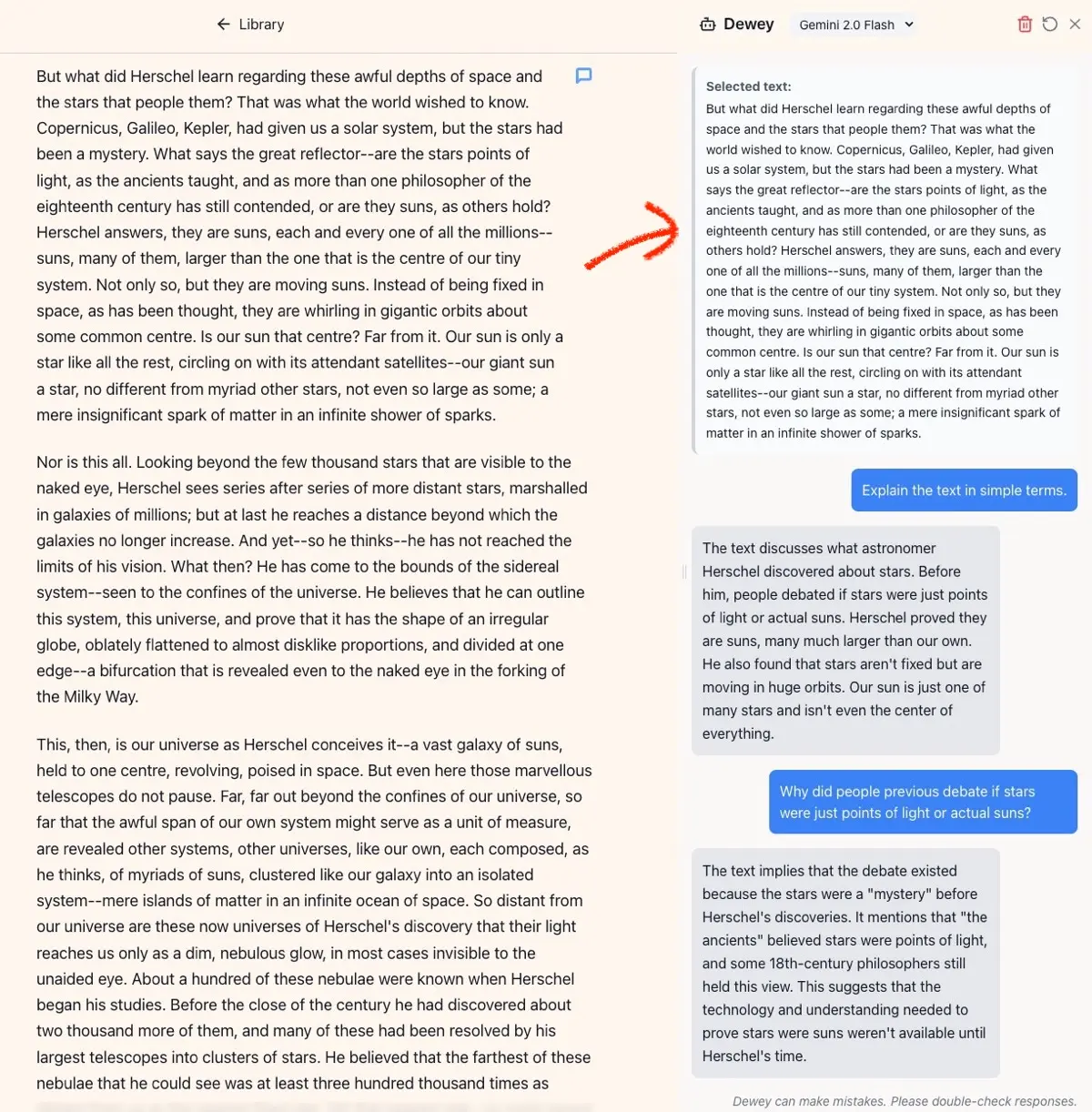 Dewey answers simple queries