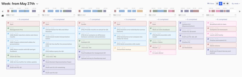 An example schedule from 2019